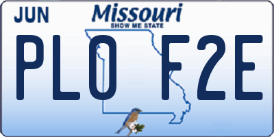 MO license plate PL0F2E