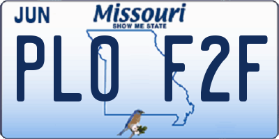 MO license plate PL0F2F
