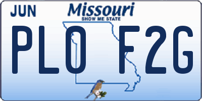 MO license plate PL0F2G