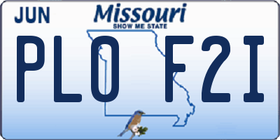 MO license plate PL0F2I