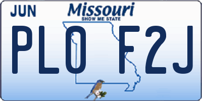 MO license plate PL0F2J