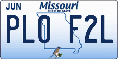 MO license plate PL0F2L