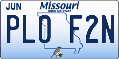 MO license plate PL0F2N
