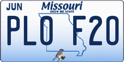 MO license plate PL0F2O