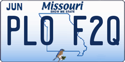 MO license plate PL0F2Q