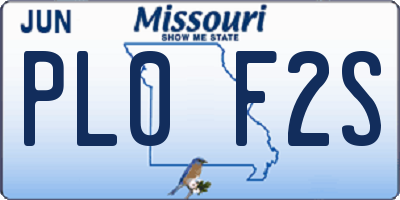 MO license plate PL0F2S