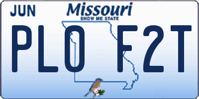 MO license plate PL0F2T
