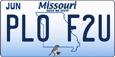 MO license plate PL0F2U