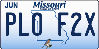 MO license plate PL0F2X