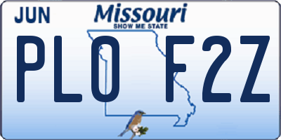 MO license plate PL0F2Z