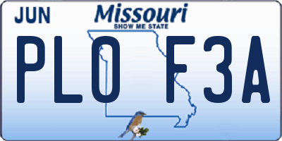 MO license plate PL0F3A