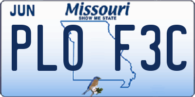 MO license plate PL0F3C