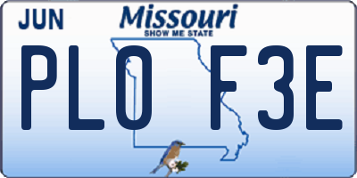 MO license plate PL0F3E