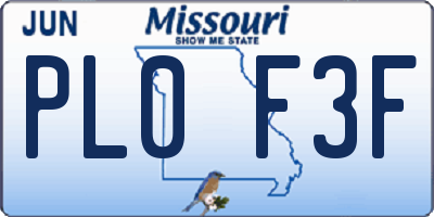 MO license plate PL0F3F