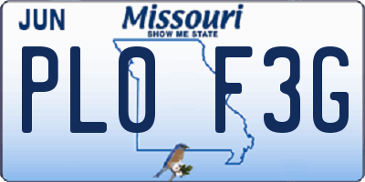 MO license plate PL0F3G