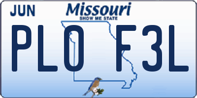 MO license plate PL0F3L
