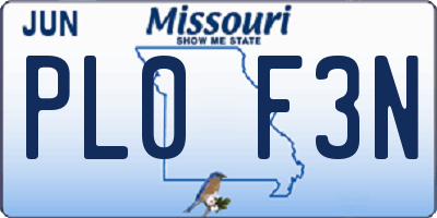 MO license plate PL0F3N