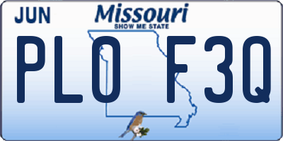 MO license plate PL0F3Q