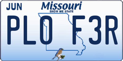 MO license plate PL0F3R