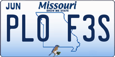 MO license plate PL0F3S