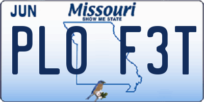 MO license plate PL0F3T