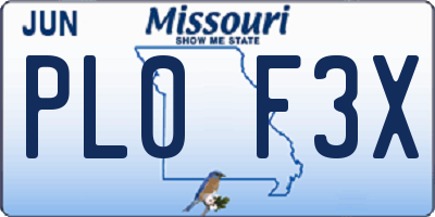 MO license plate PL0F3X