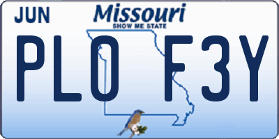 MO license plate PL0F3Y