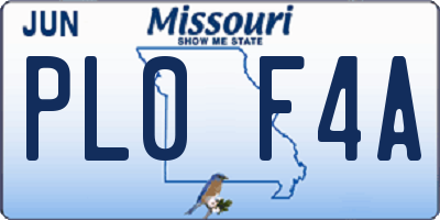 MO license plate PL0F4A