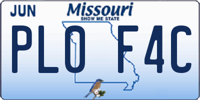 MO license plate PL0F4C