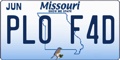 MO license plate PL0F4D