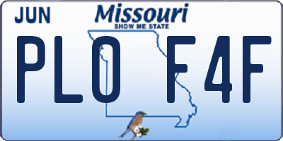 MO license plate PL0F4F