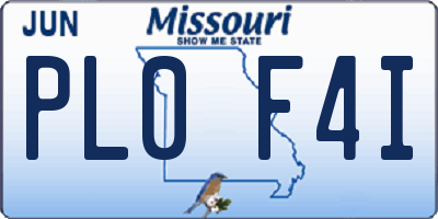 MO license plate PL0F4I