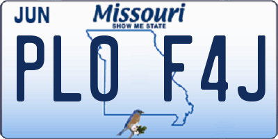 MO license plate PL0F4J