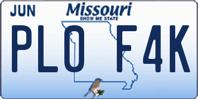 MO license plate PL0F4K