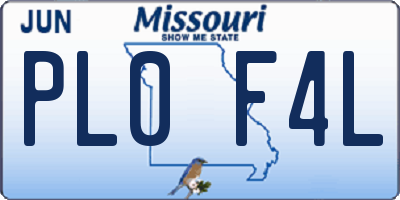 MO license plate PL0F4L