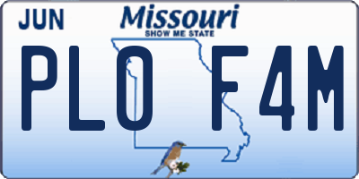 MO license plate PL0F4M