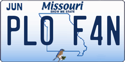 MO license plate PL0F4N