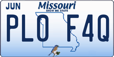MO license plate PL0F4Q