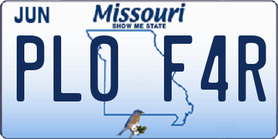 MO license plate PL0F4R