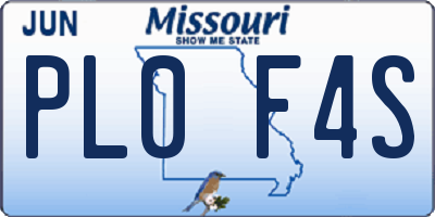 MO license plate PL0F4S