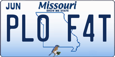 MO license plate PL0F4T