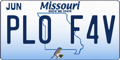 MO license plate PL0F4V