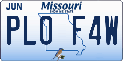MO license plate PL0F4W
