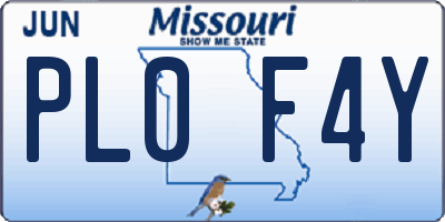 MO license plate PL0F4Y