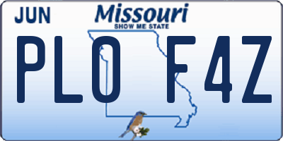 MO license plate PL0F4Z