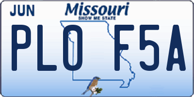 MO license plate PL0F5A