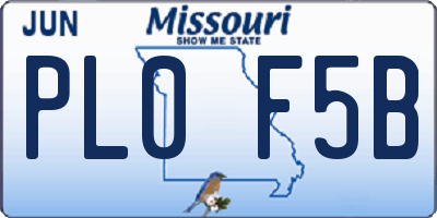 MO license plate PL0F5B
