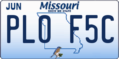 MO license plate PL0F5C
