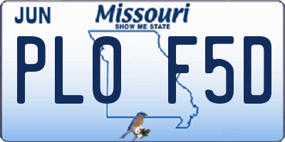 MO license plate PL0F5D