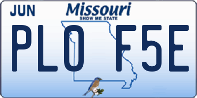 MO license plate PL0F5E